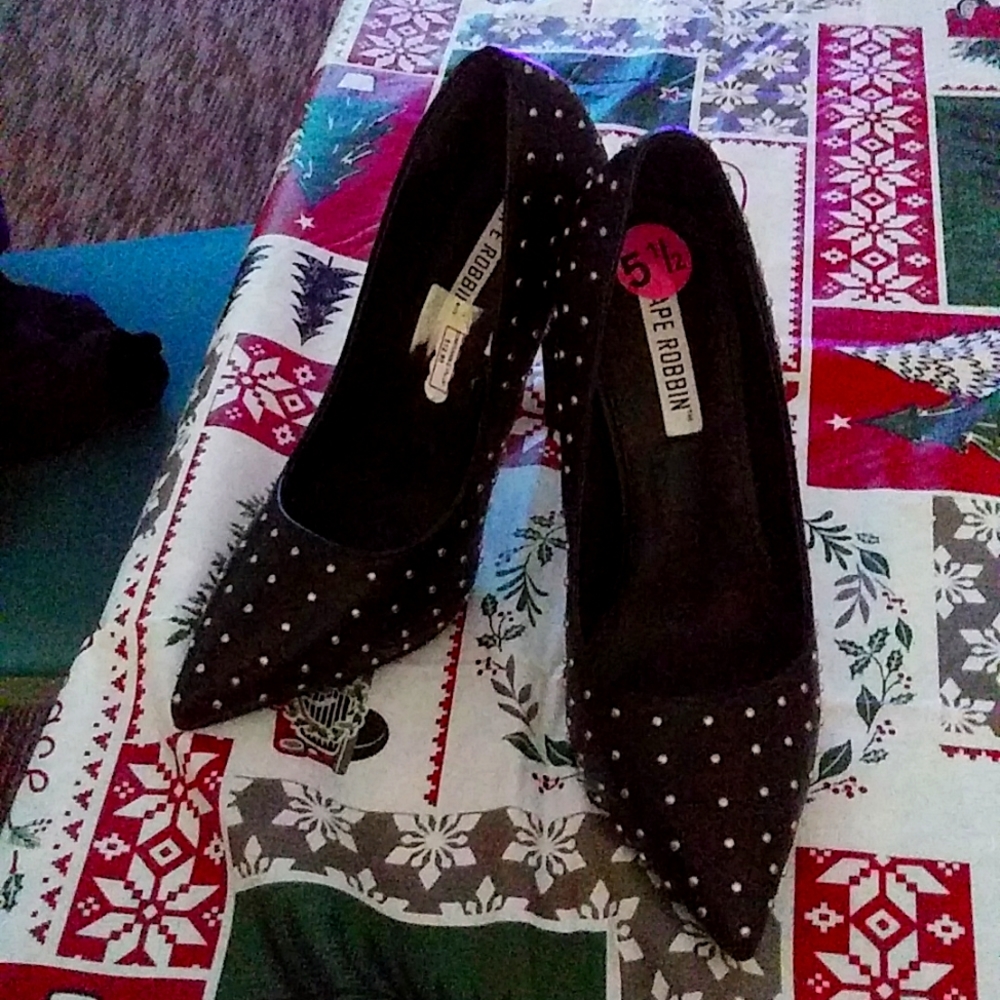 Black silver heels